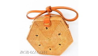 Shape rattan ata sling bags natural balinese handmade